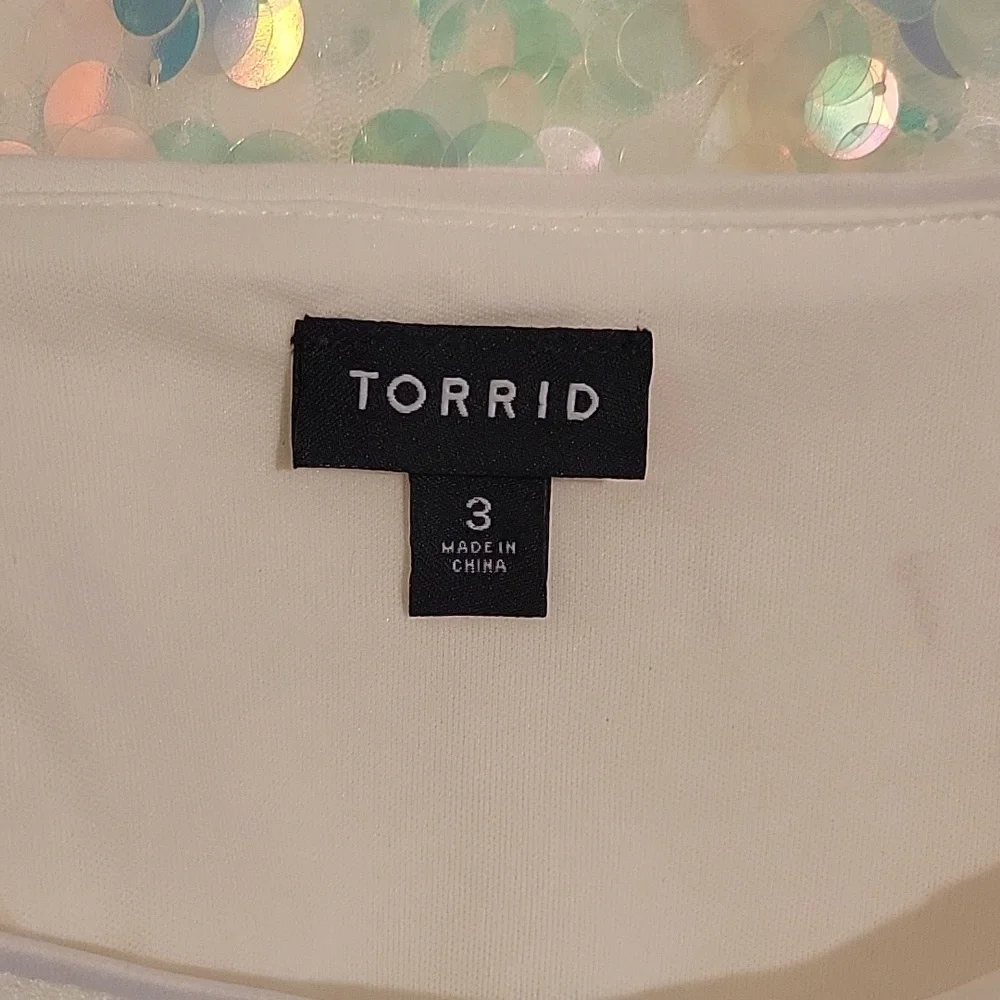 Wpmen's Torrid Top Or Mini Dress Size 3 With White Sequin Embellished - Picture 4 of 12
